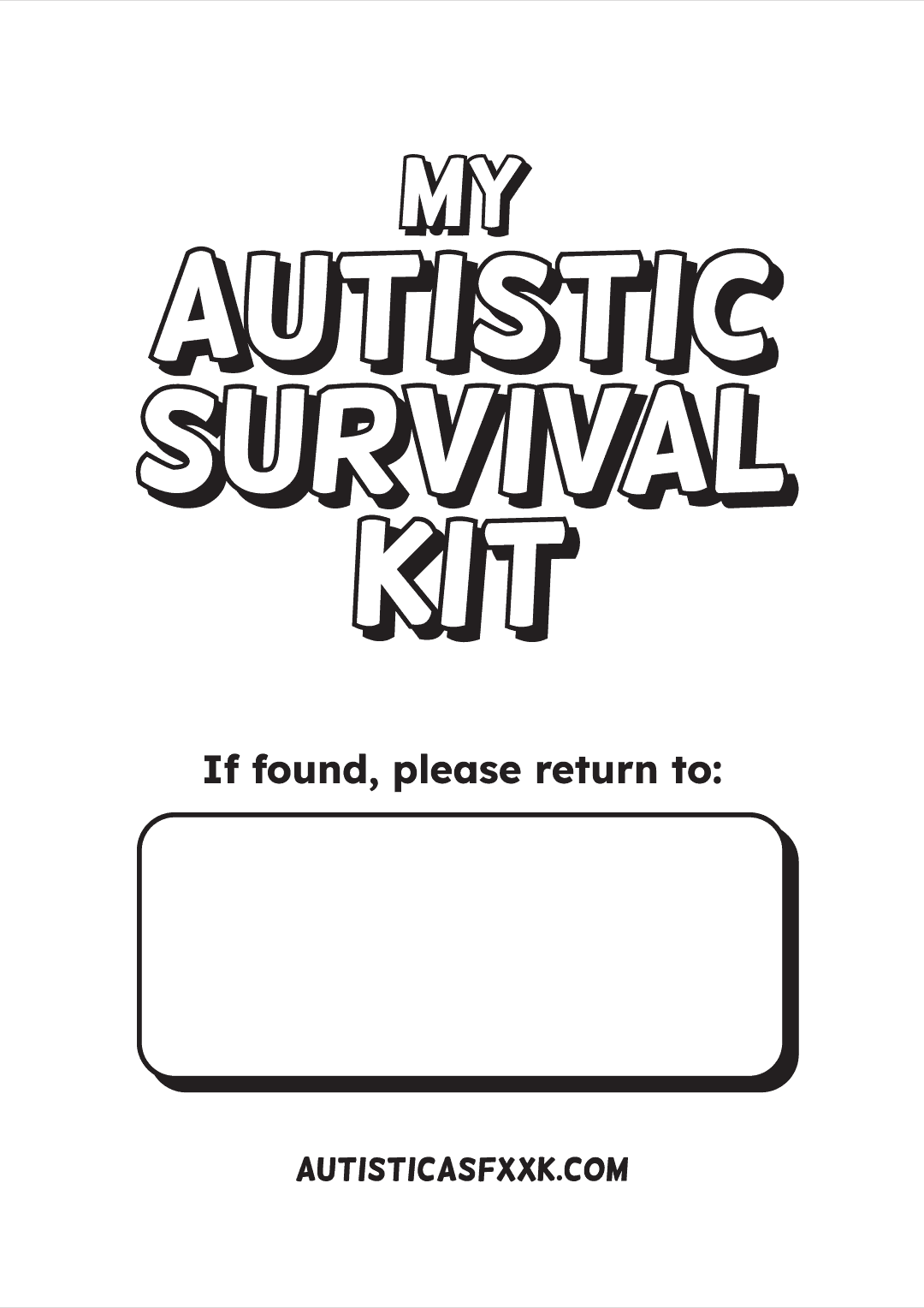 Cover of My Autistic Survival Kit mini-zine